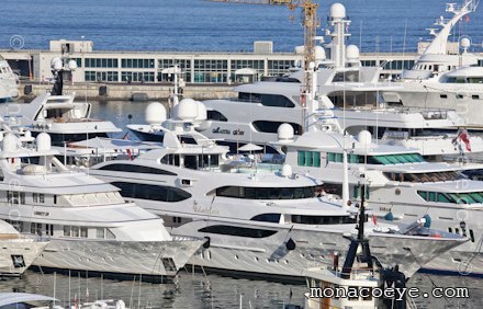Lady Lara, Benetti's new 59 metre, seen here beside Siran in a crowded Port ... Lady Lara, Benetti's new 59 metre, seen here beside Siran in a crowded Port ...