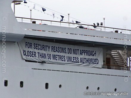 Security sign on Cruise Ship