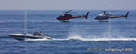 Helicopters chase yacht